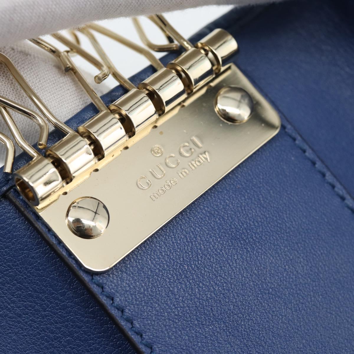 GUCCI Micro Guccissima GG Canvas Key Case Leather Blue Gold 278633 Auth 186350M