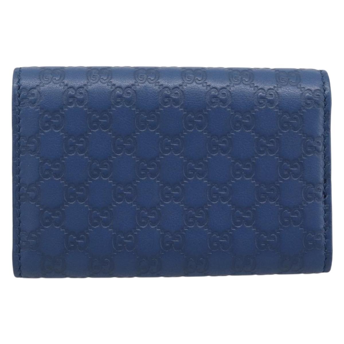 GUCCI Micro Guccissima GG Canvas Key Case Leather Blue Gold 278633 Auth 186350M