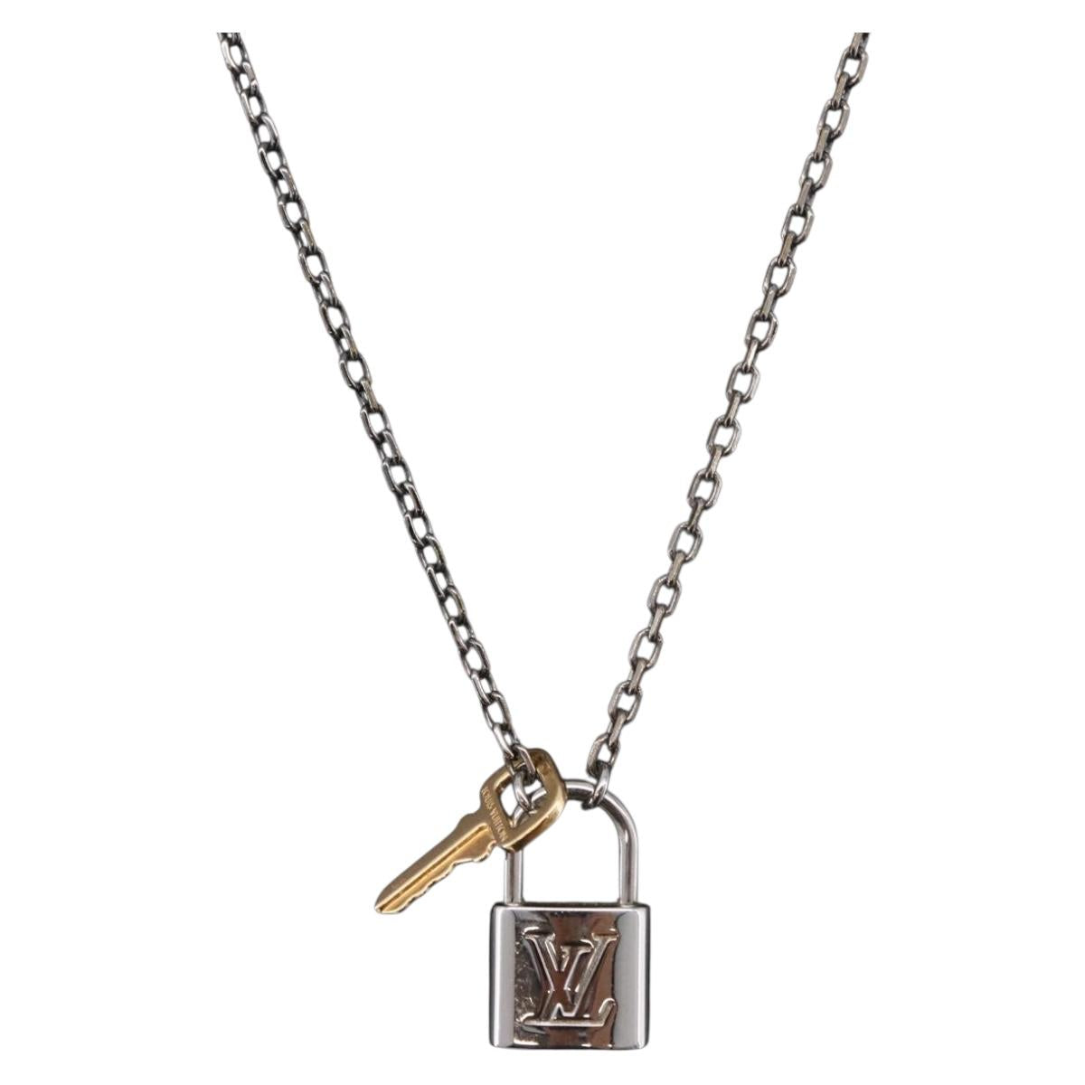 LOUIS VUITTON Pendant Valentine Padlock Necklace metal Black M01149 Auth 186353V