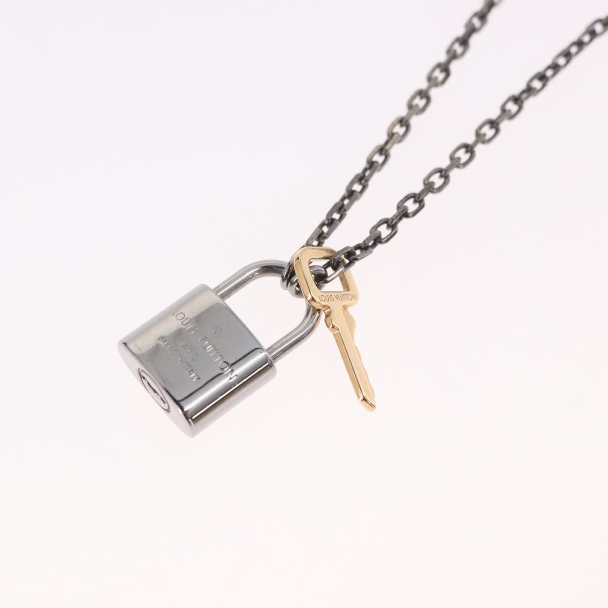 LOUIS VUITTON Pendant Valentine Padlock Necklace metal Black M01149 Auth 186353V
