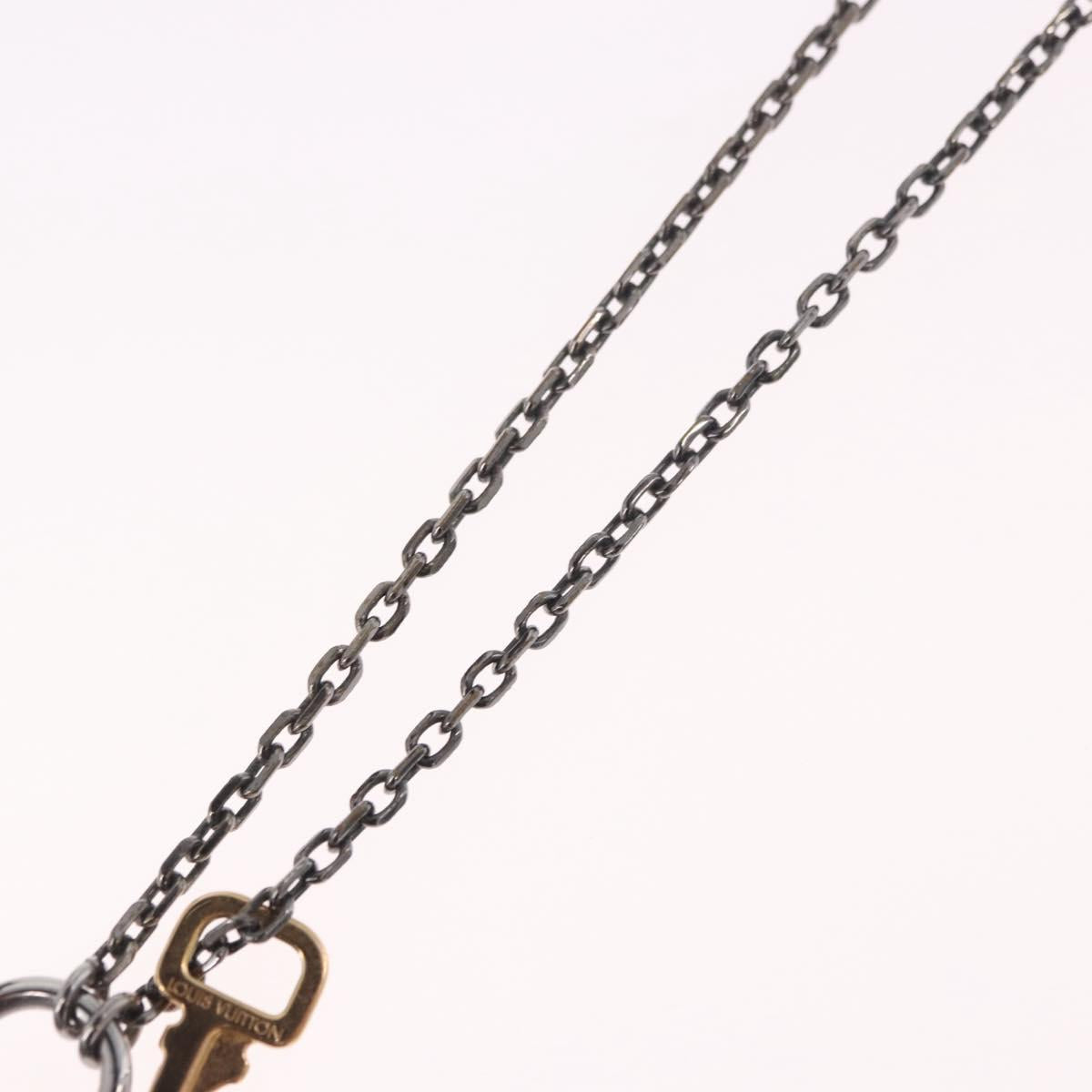LOUIS VUITTON Pendant Valentine Padlock Necklace metal Black M01149 Auth 186353V