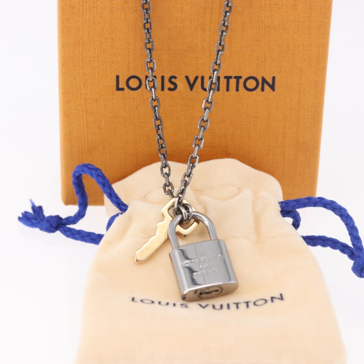 LOUIS VUITTON Pendant Valentine Padlock Necklace metal Black M01149 Auth 186353V