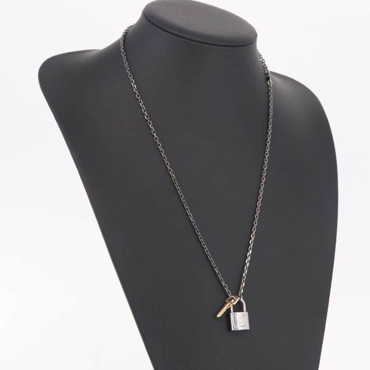LOUIS VUITTON Pendant Valentine Padlock Necklace metal Black M01149 Auth 186353V