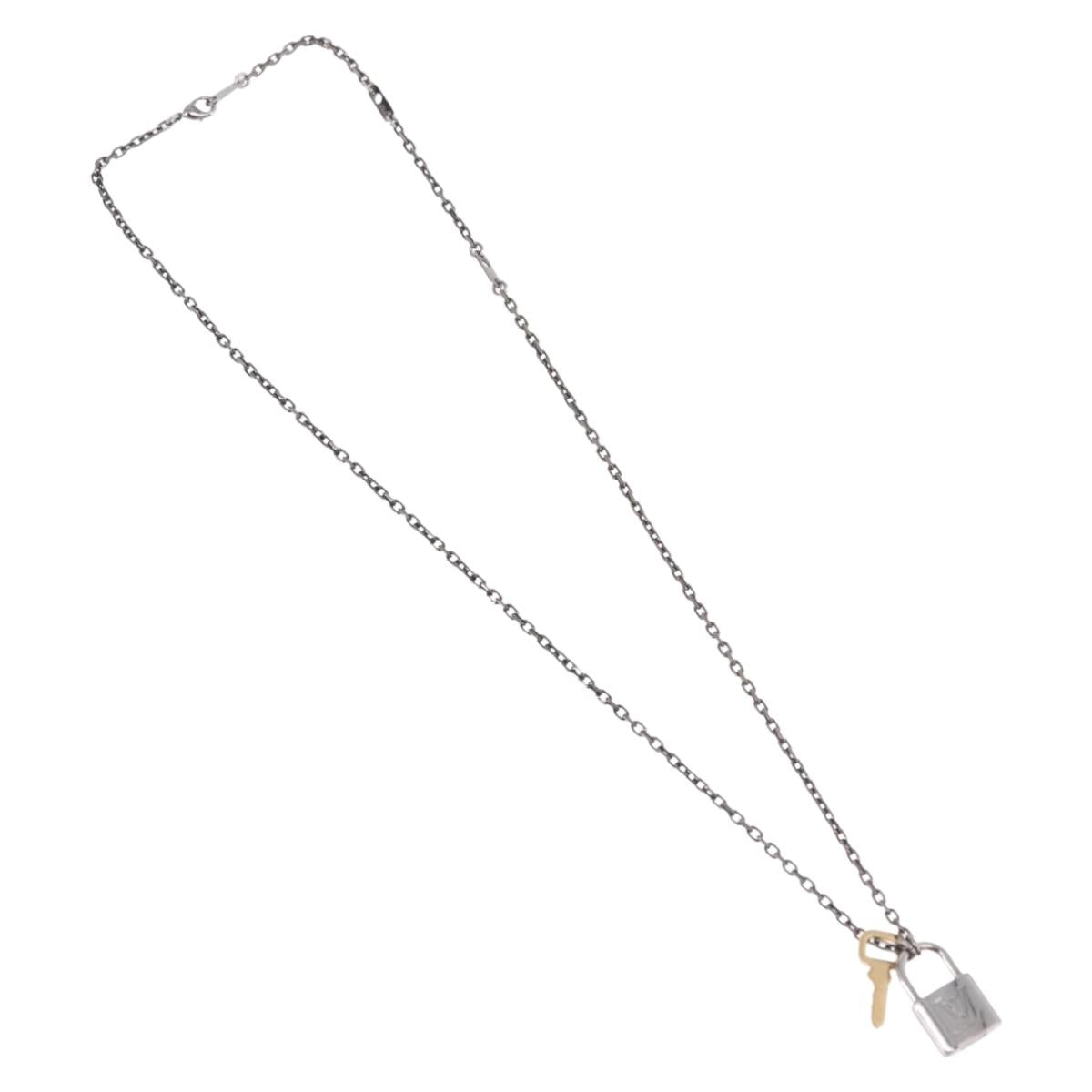 LOUIS VUITTON Pendant Valentine Padlock Necklace metal Black M01149 Auth 186353V
