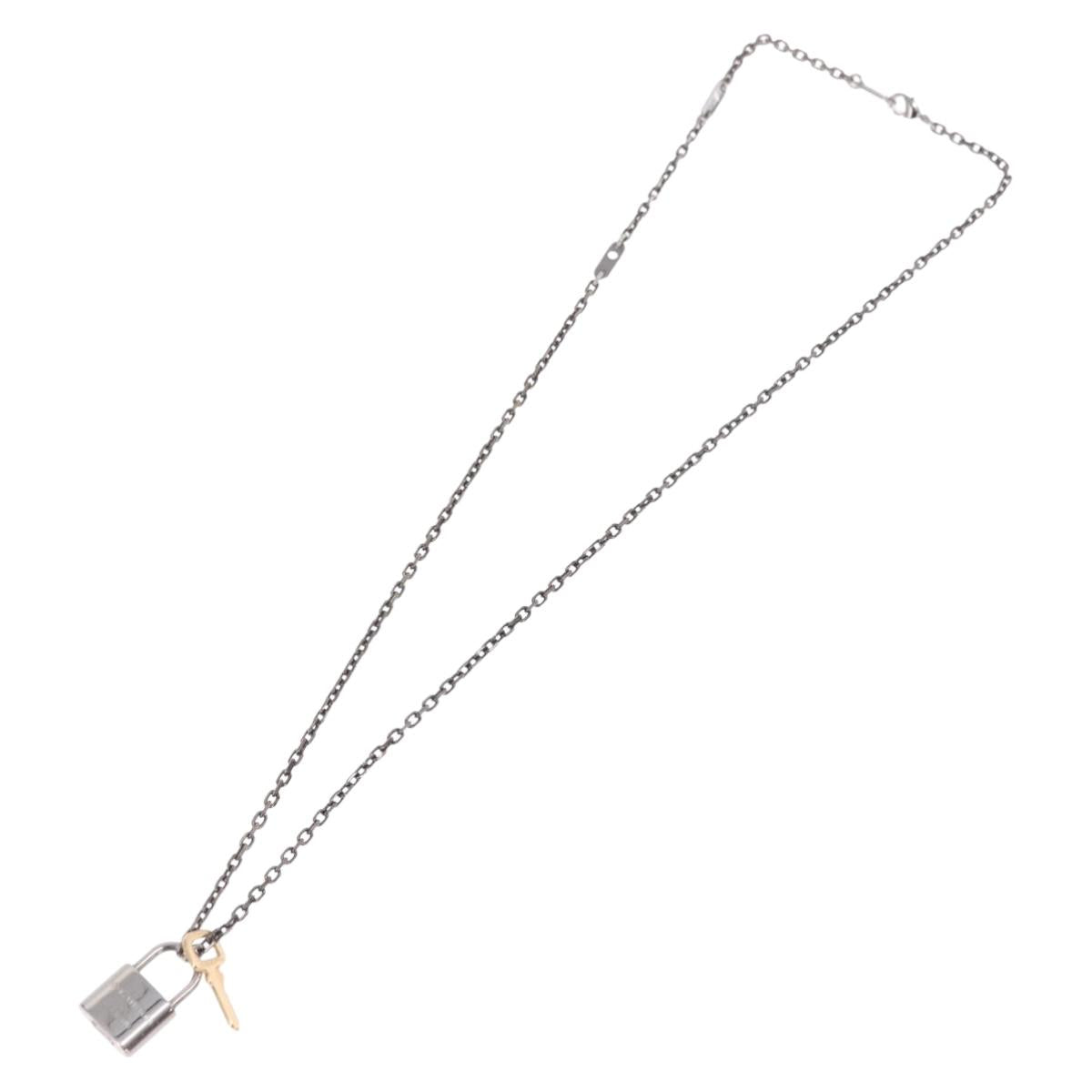 LOUIS VUITTON Pendant Valentine Padlock Necklace metal Black M01149 Auth 186353V