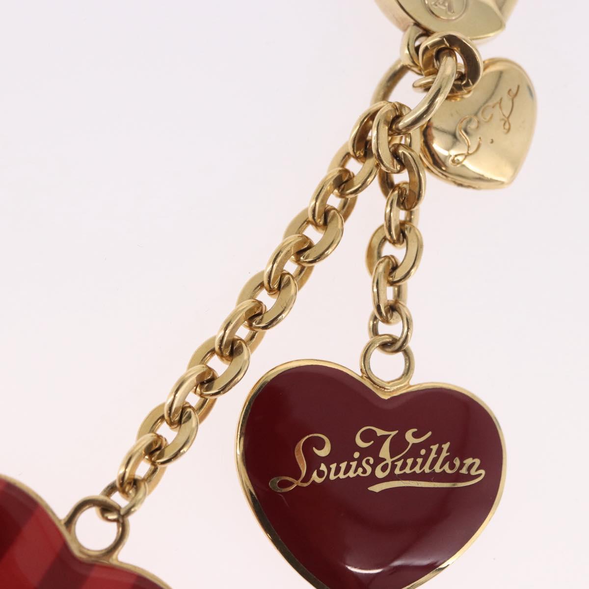 LOUIS VUITTON Porte Cles Coeur Rayure Charm Gold M66476 LV Auth 186357M