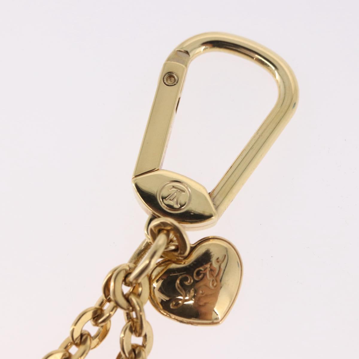 LOUIS VUITTON Porte Cles Coeur Rayure Charm Gold M66476 LV Auth 186357M