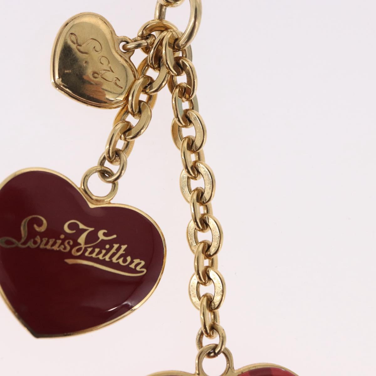 LOUIS VUITTON Porte Cles Coeur Rayure Charm Gold M66476 LV Auth 186357M