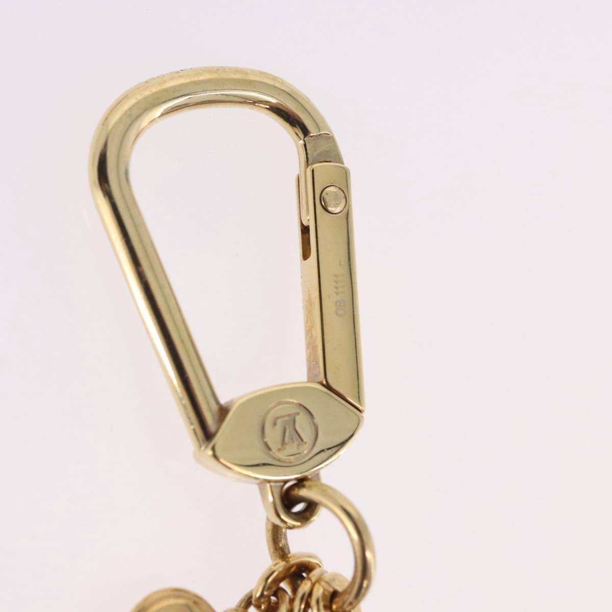 LOUIS VUITTON Porte Cles Coeur Rayure Charm Gold M66476 LV Auth 186357M