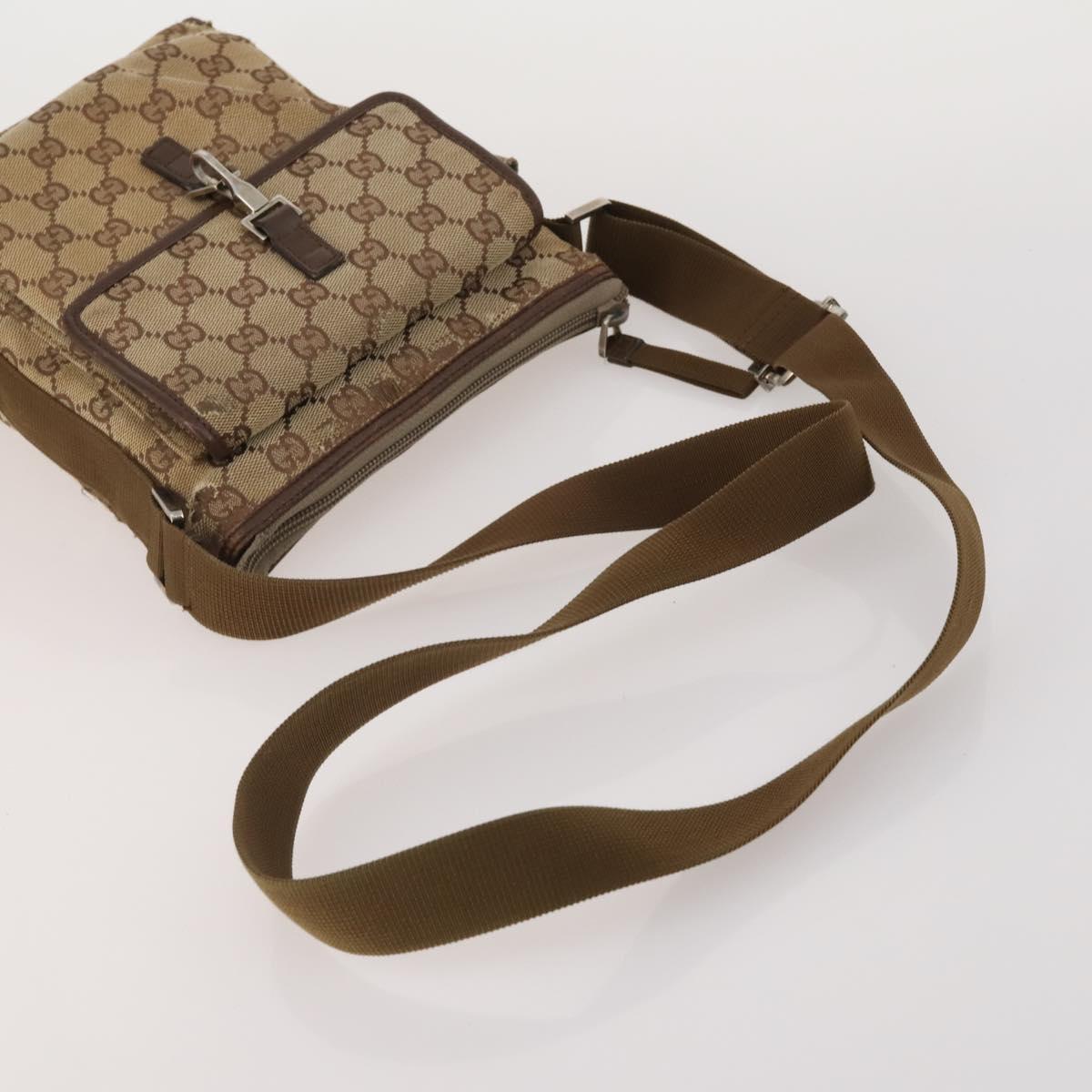 GUCCI GG Canvas Shoulder Bag 2 Set Beige Black Auth 186360