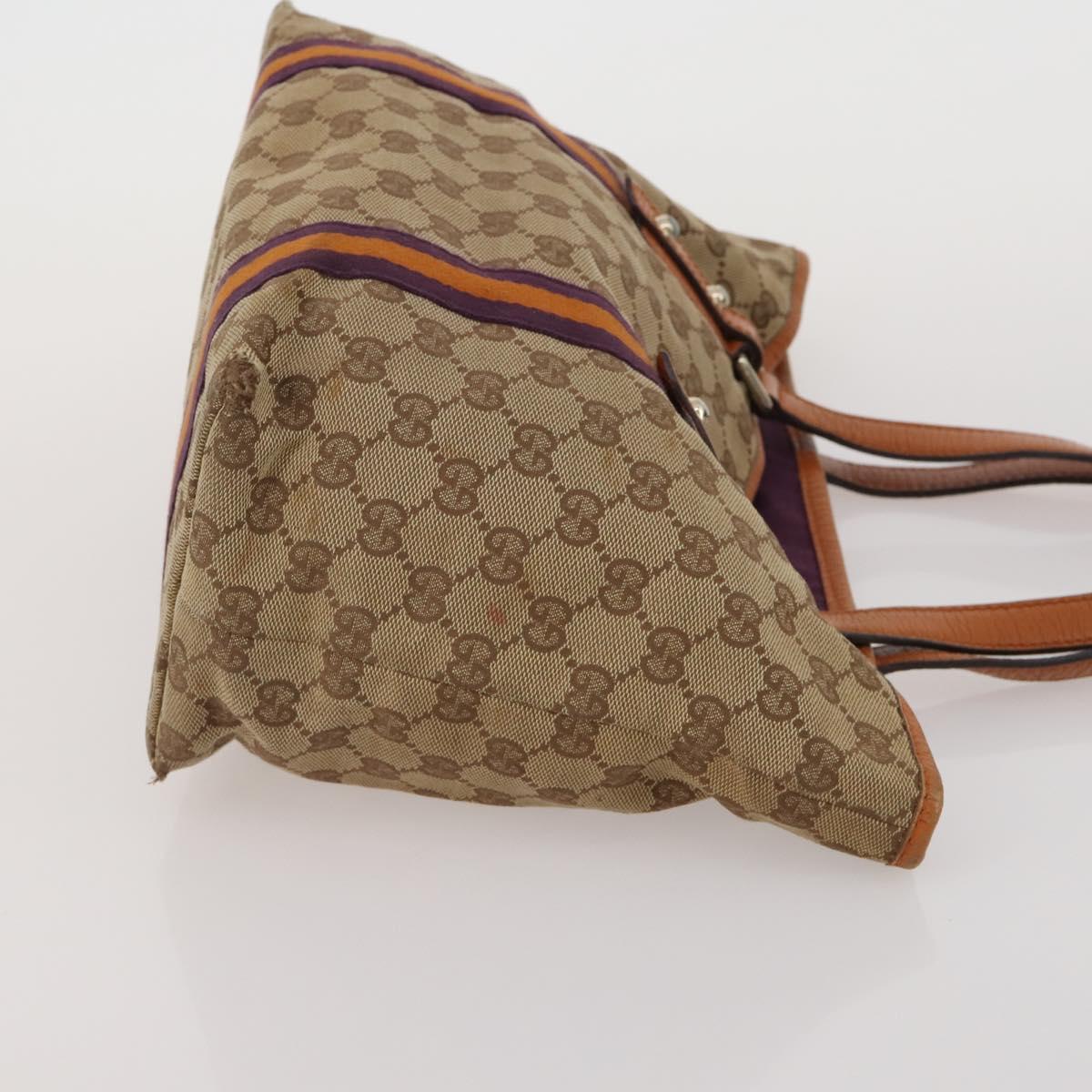 GUCCI GG Canvas Sherry Line Bamboo Bag Leather 4 Set Beige Black Auth 186361
