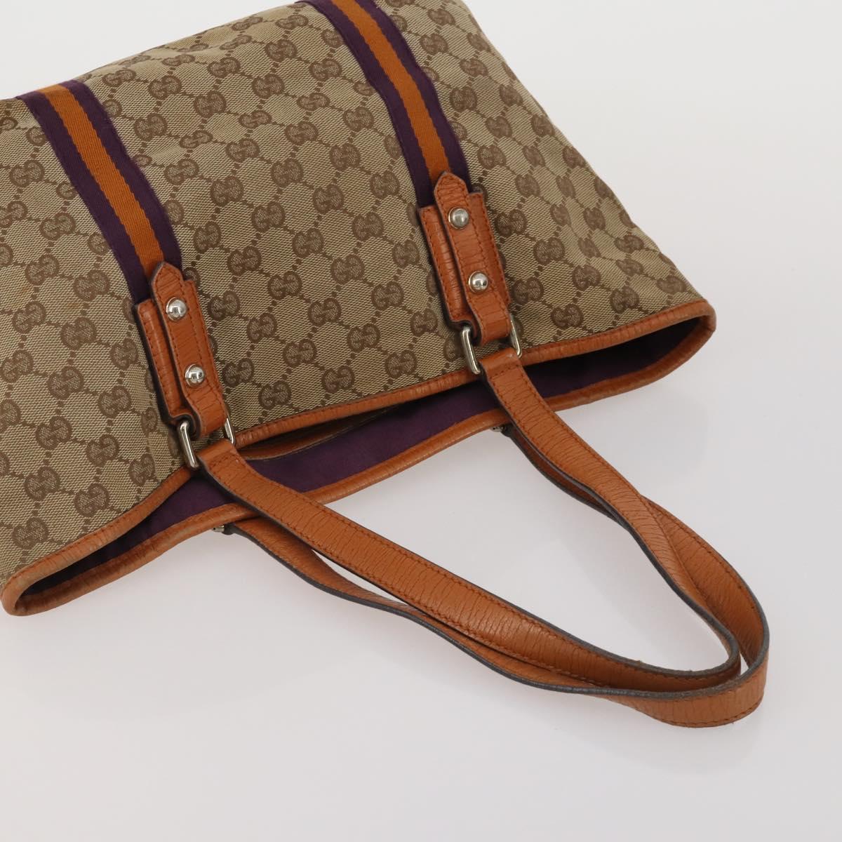 GUCCI GG Canvas Sherry Line Bamboo Bag Leather 4 Set Beige Black Auth 186361