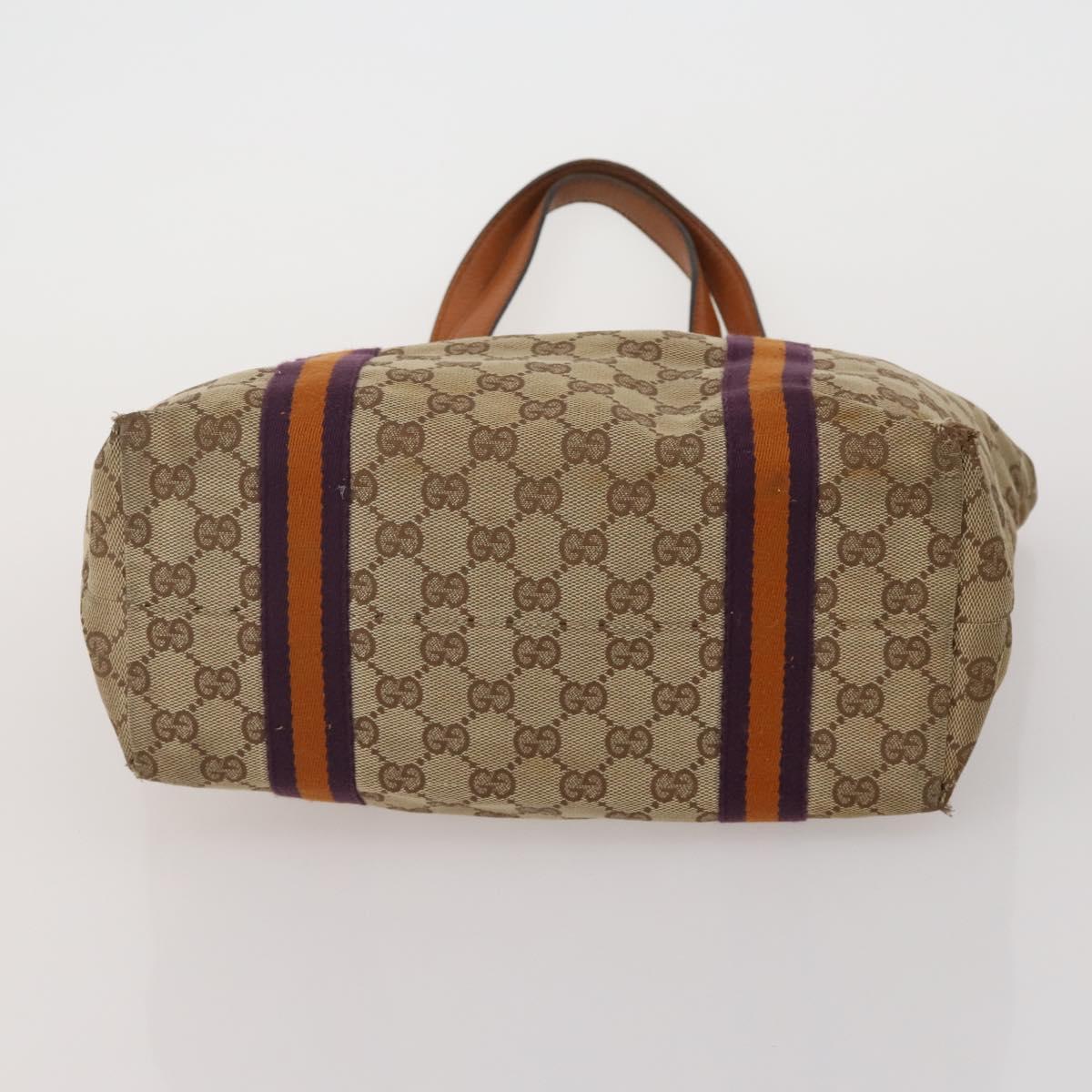 GUCCI GG Canvas Sherry Line Bamboo Bag Leather 4 Set Beige Black Auth 186361