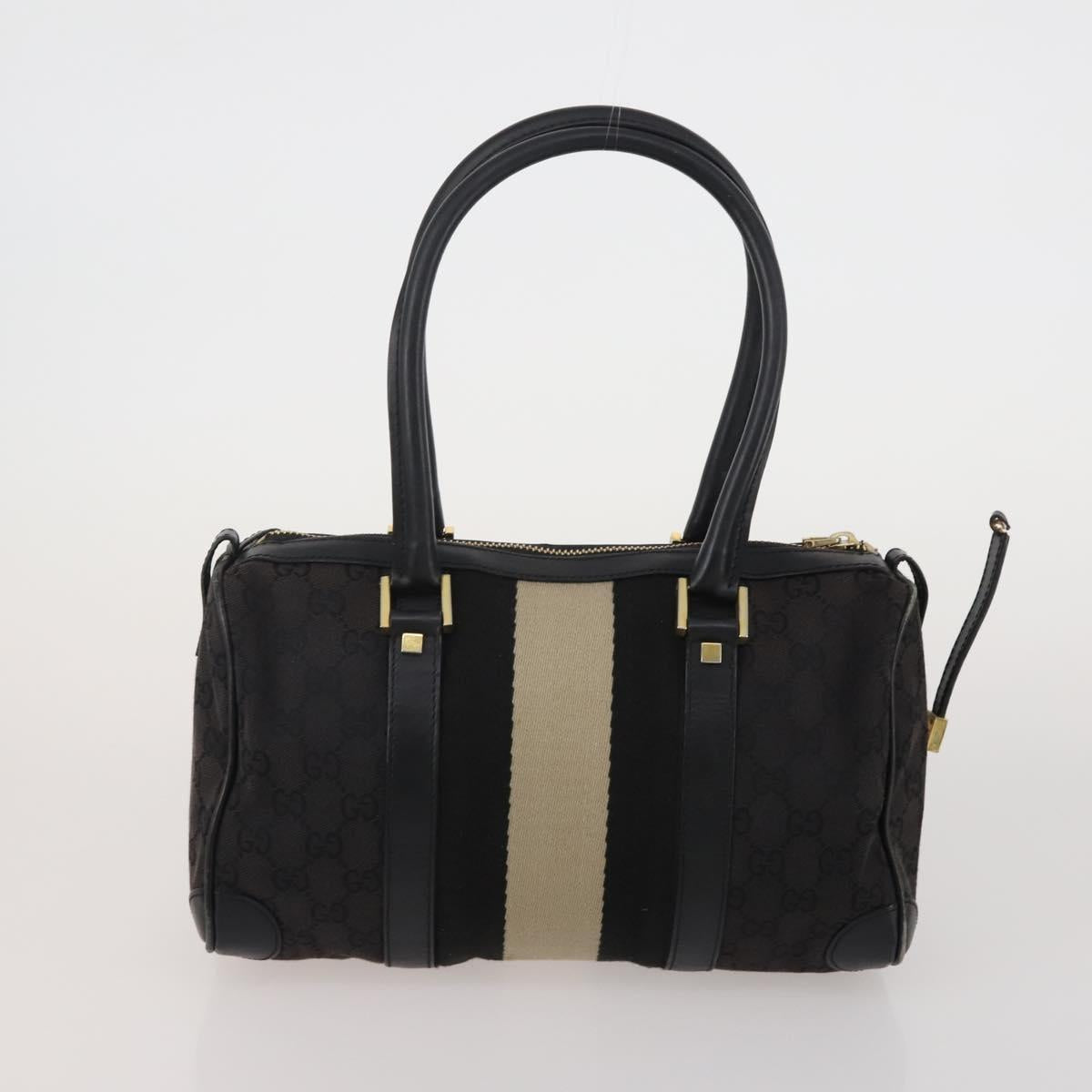 GUCCI GG Canvas Sherry Line Bamboo Bag Leather 4 Set Beige Black Auth 186361