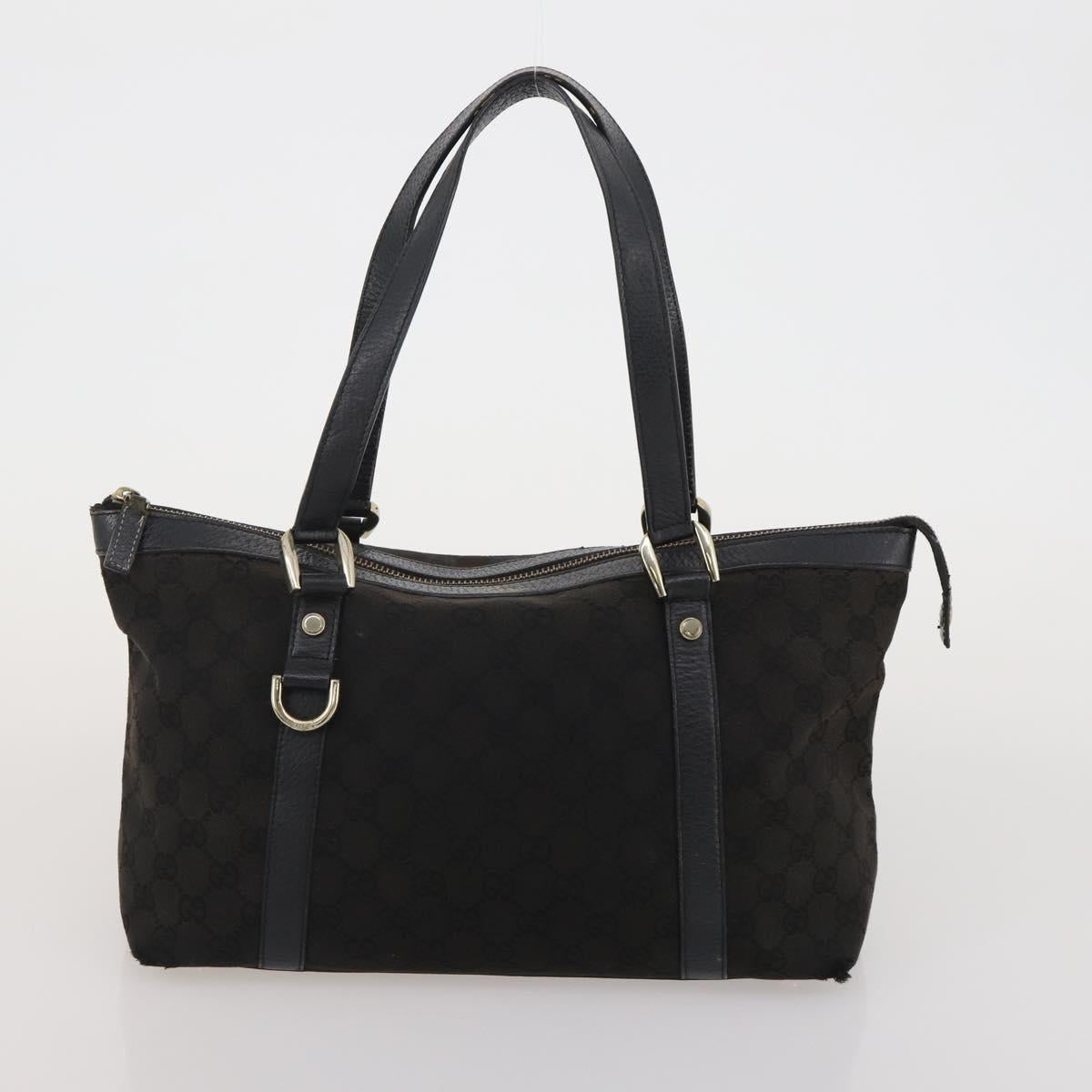 GUCCI GG Canvas Sherry Line Bamboo Bag Leather 4 Set Beige Black Auth 186361
