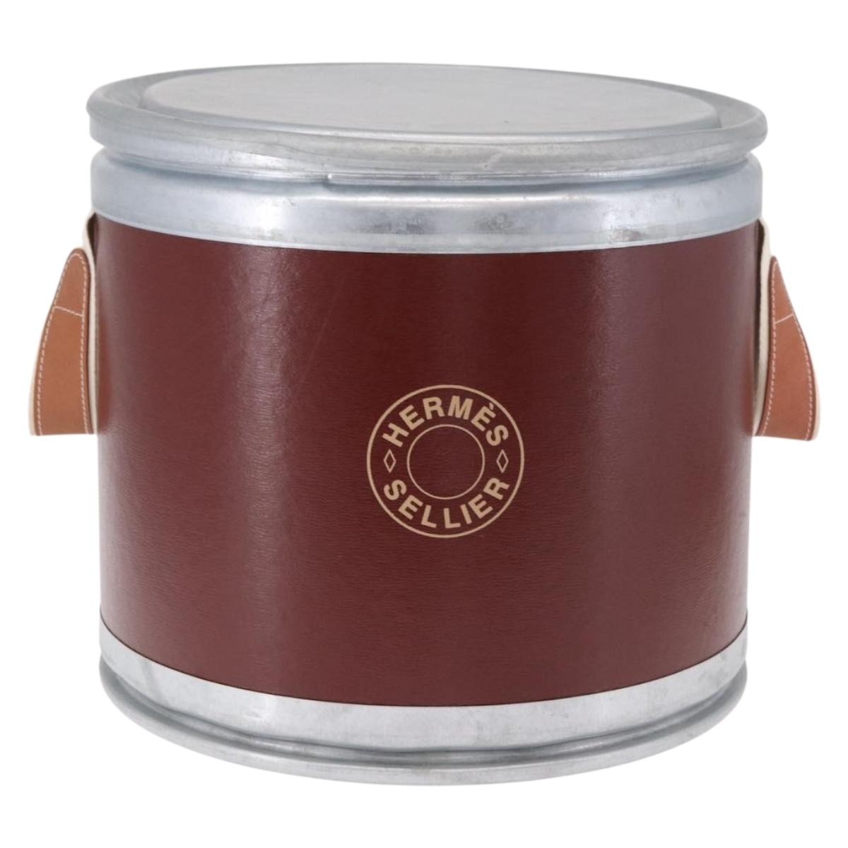 HERMES Saddle Box metal Brown Auth 186368