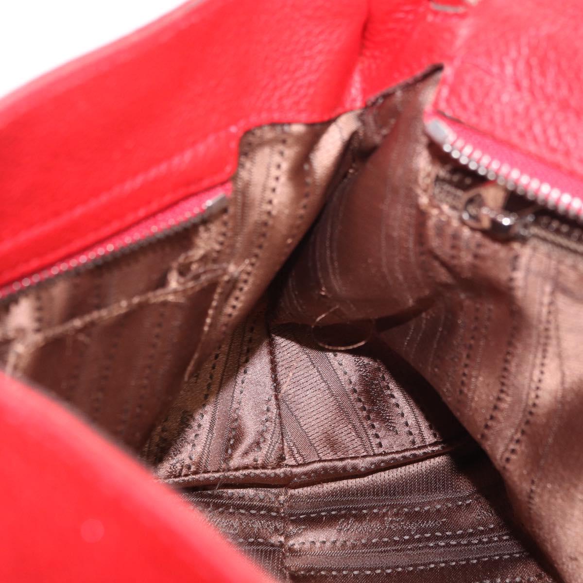 Salvatore Ferragamo Sofia Gancini Hand Bag Leather 2way Red Silver Auth 186373A