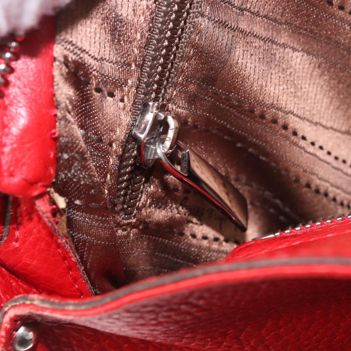 Salvatore Ferragamo Sofia Gancini Hand Bag Leather 2way Red Silver Auth 186373A