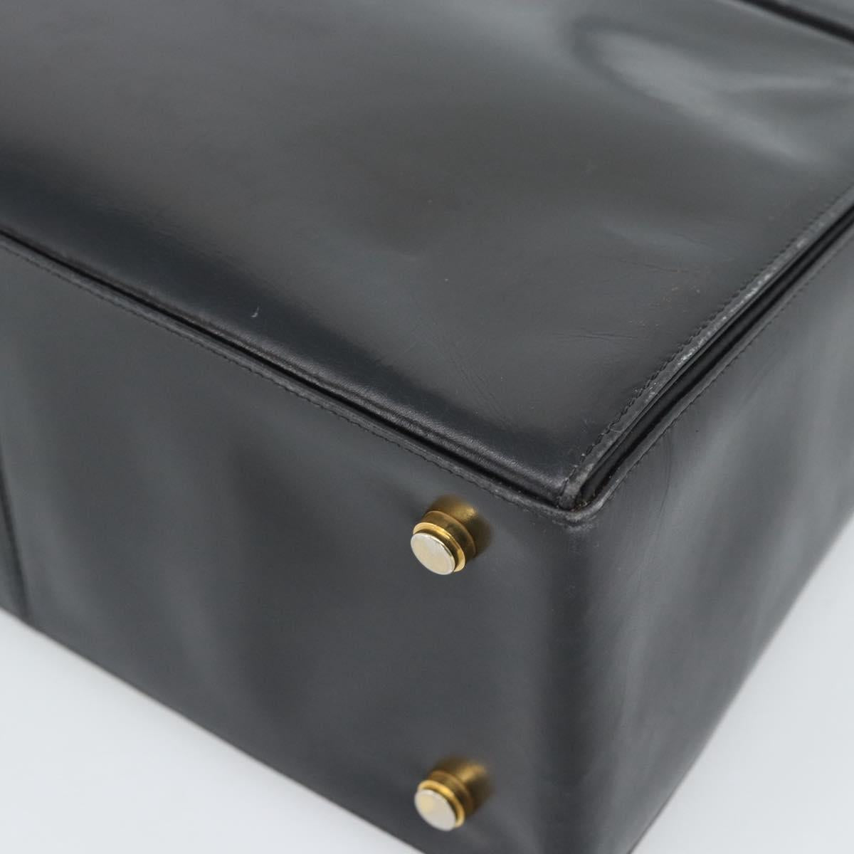 Salvatore Ferragamo Gancini Hand Bag Leather 2way Black Gold Auth 186374