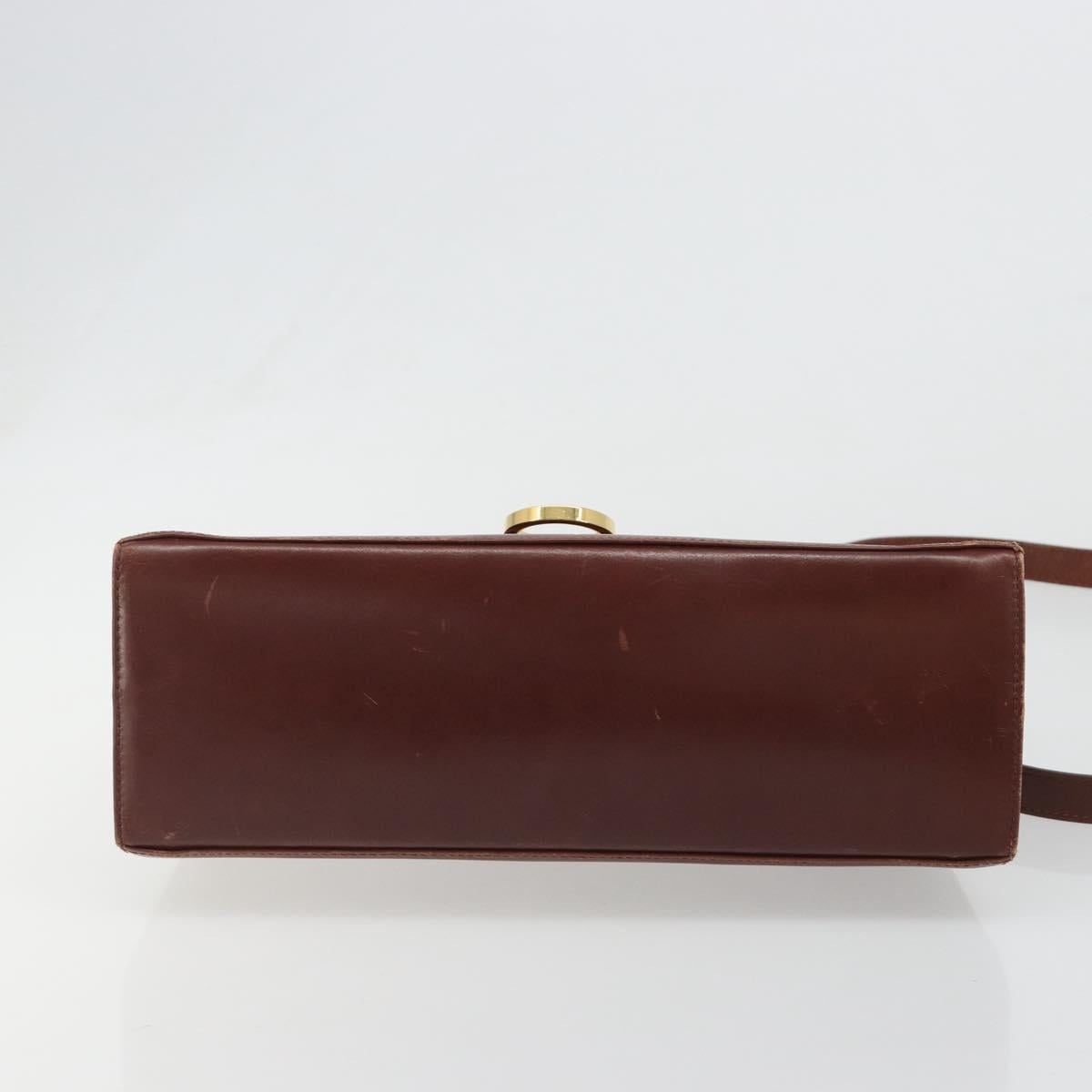 Salvatore Ferragamo Gancini Hand Bag Leather 2way Brown Gold Auth 186375