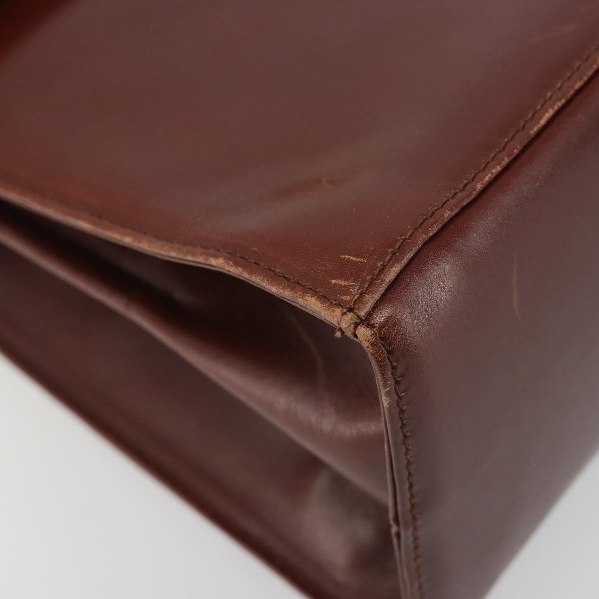 Salvatore Ferragamo Gancini Hand Bag Leather 2way Brown Gold Auth 186375