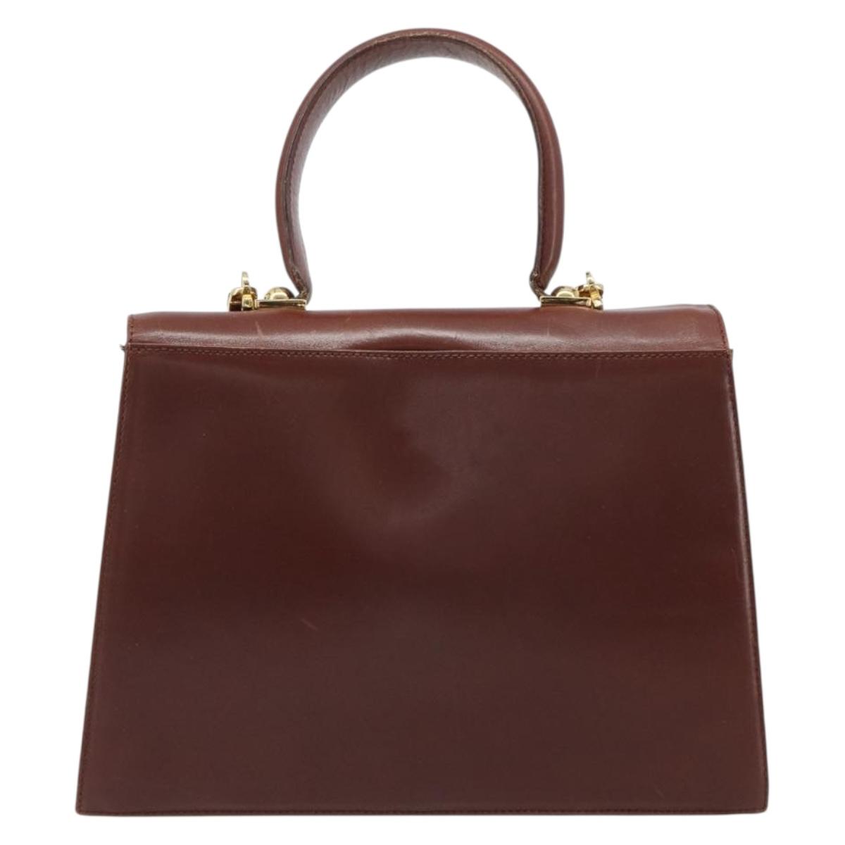 Salvatore Ferragamo Gancini Hand Bag Leather 2way Brown Gold Auth 186375