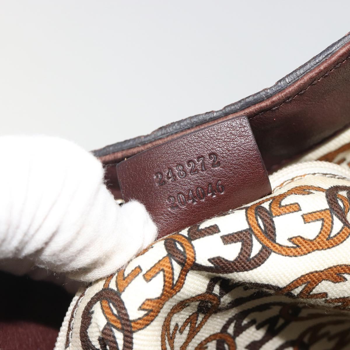 GUCCI GG Canvas Guccissima Bag Leather Outlet Brown Gold 248272 Auth 186379V