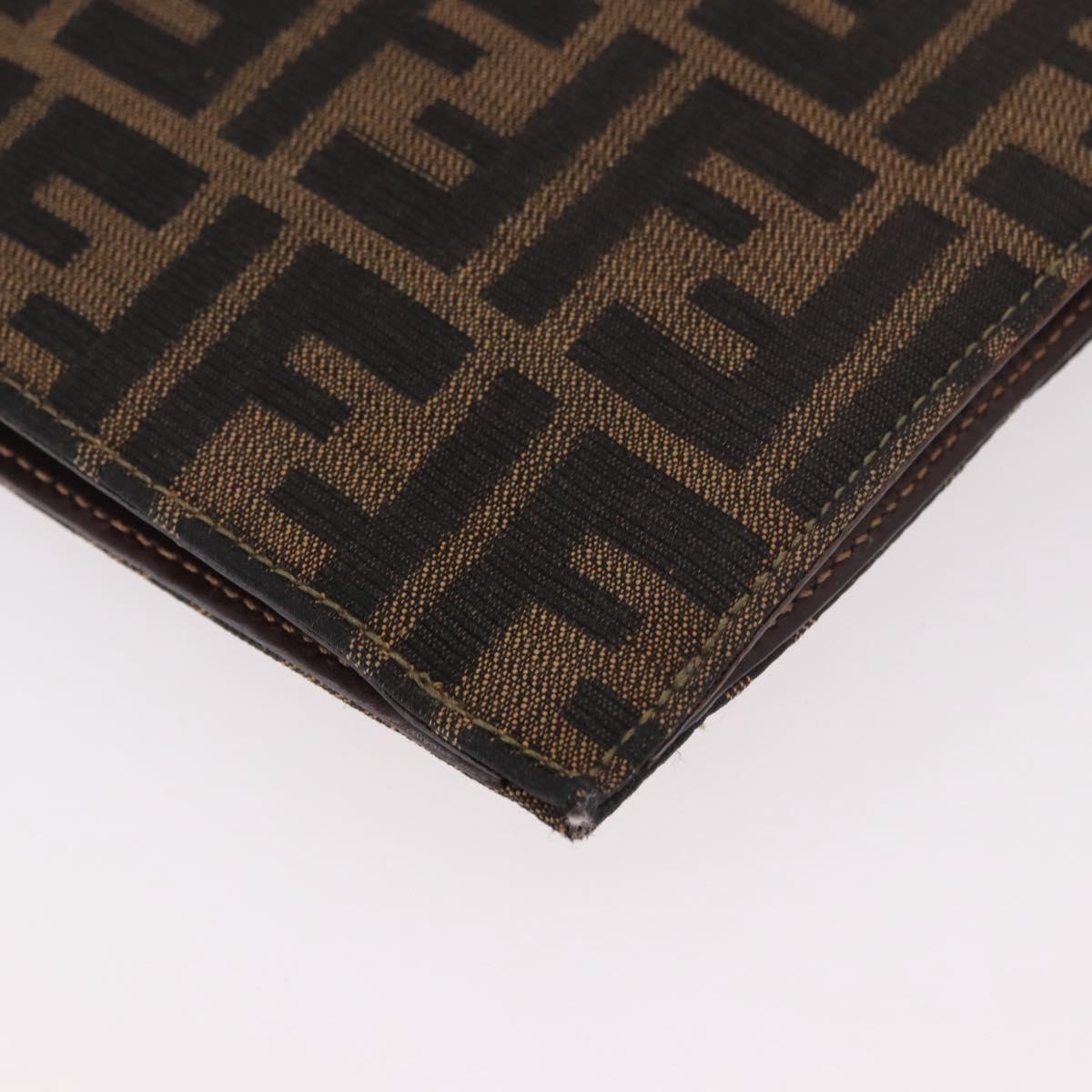 FENDI Zucca Canvas Hand Bag Black Brown Auth 186381V
