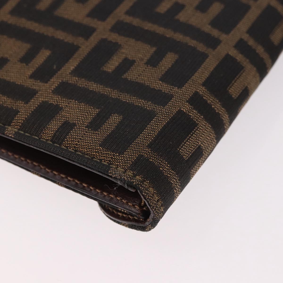 FENDI Zucca Canvas Hand Bag Black Brown Auth 186381V