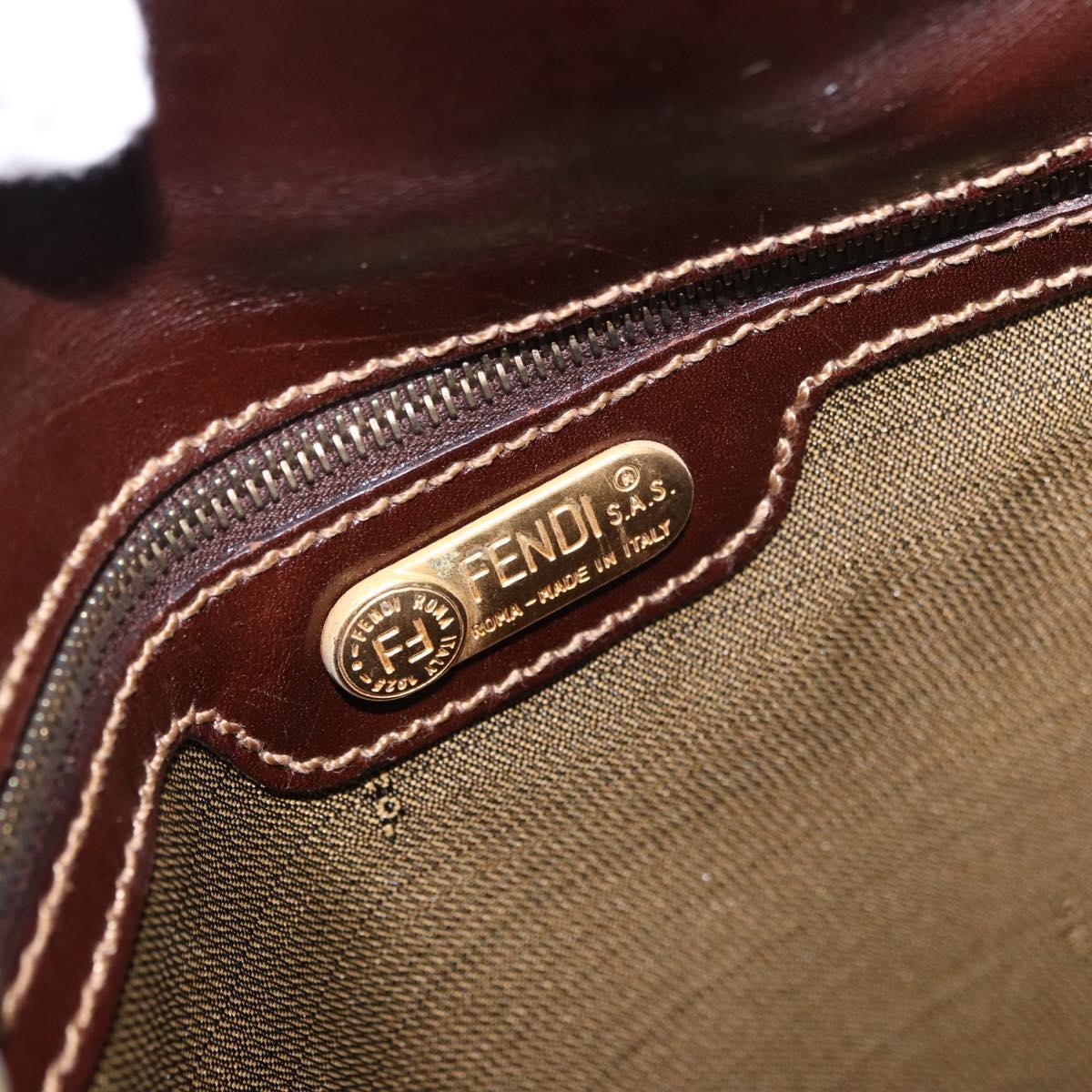FENDI Zucca Canvas Hand Bag Black Brown Auth 186381V