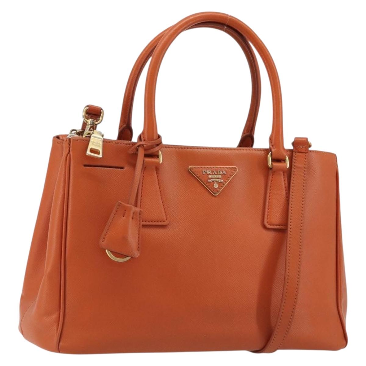 PRADA Galleria Hand Bag Safiano leather 2way Orange Auth 186384V