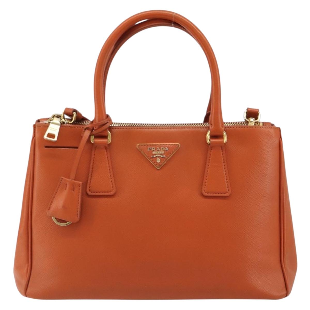PRADA Galleria Hand Bag Safiano leather 2way Orange Auth 186384V