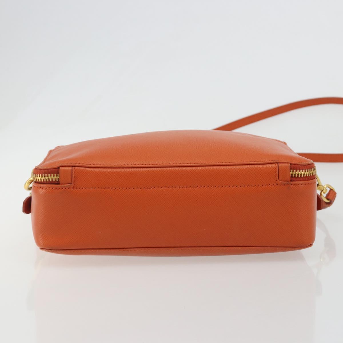 PRADA Shoulder Bag Saffiano leather Orange Gold Auth 186385V