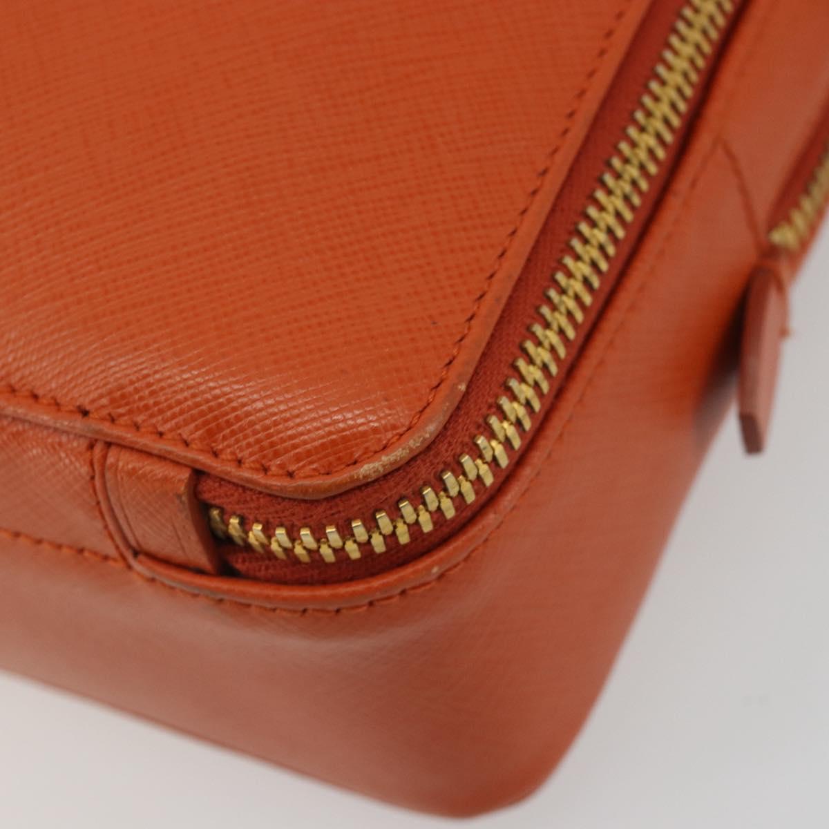 PRADA Shoulder Bag Saffiano leather Orange Gold Auth 186385V