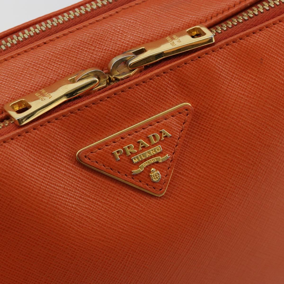PRADA Shoulder Bag Saffiano leather Orange Gold Auth 186385V