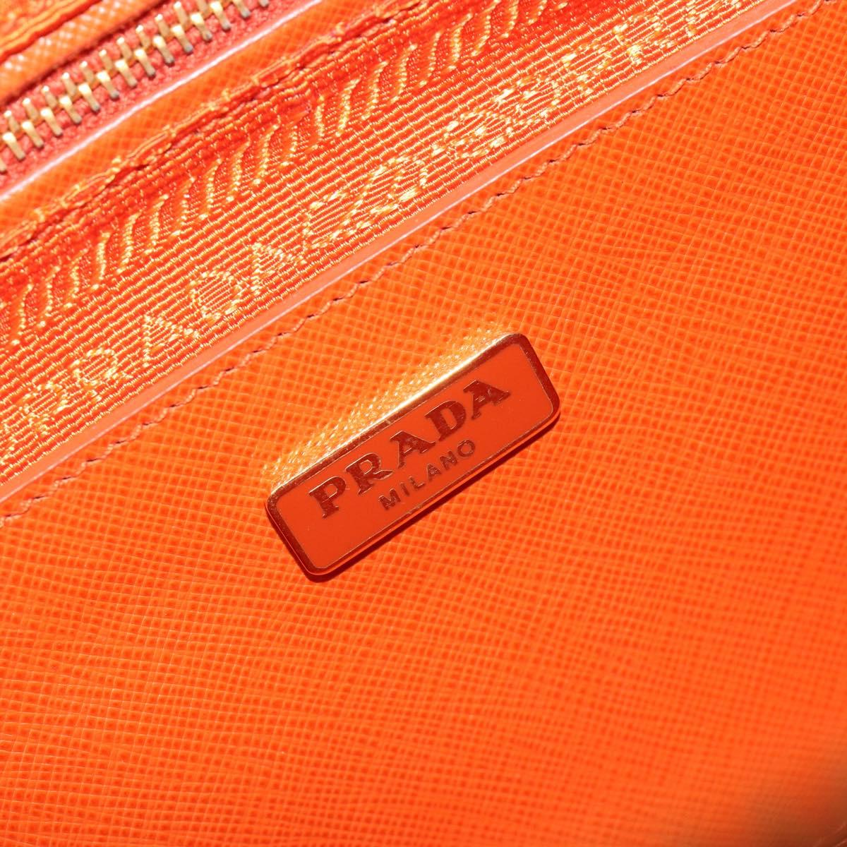PRADA Shoulder Bag Saffiano leather Orange Gold Auth 186385V