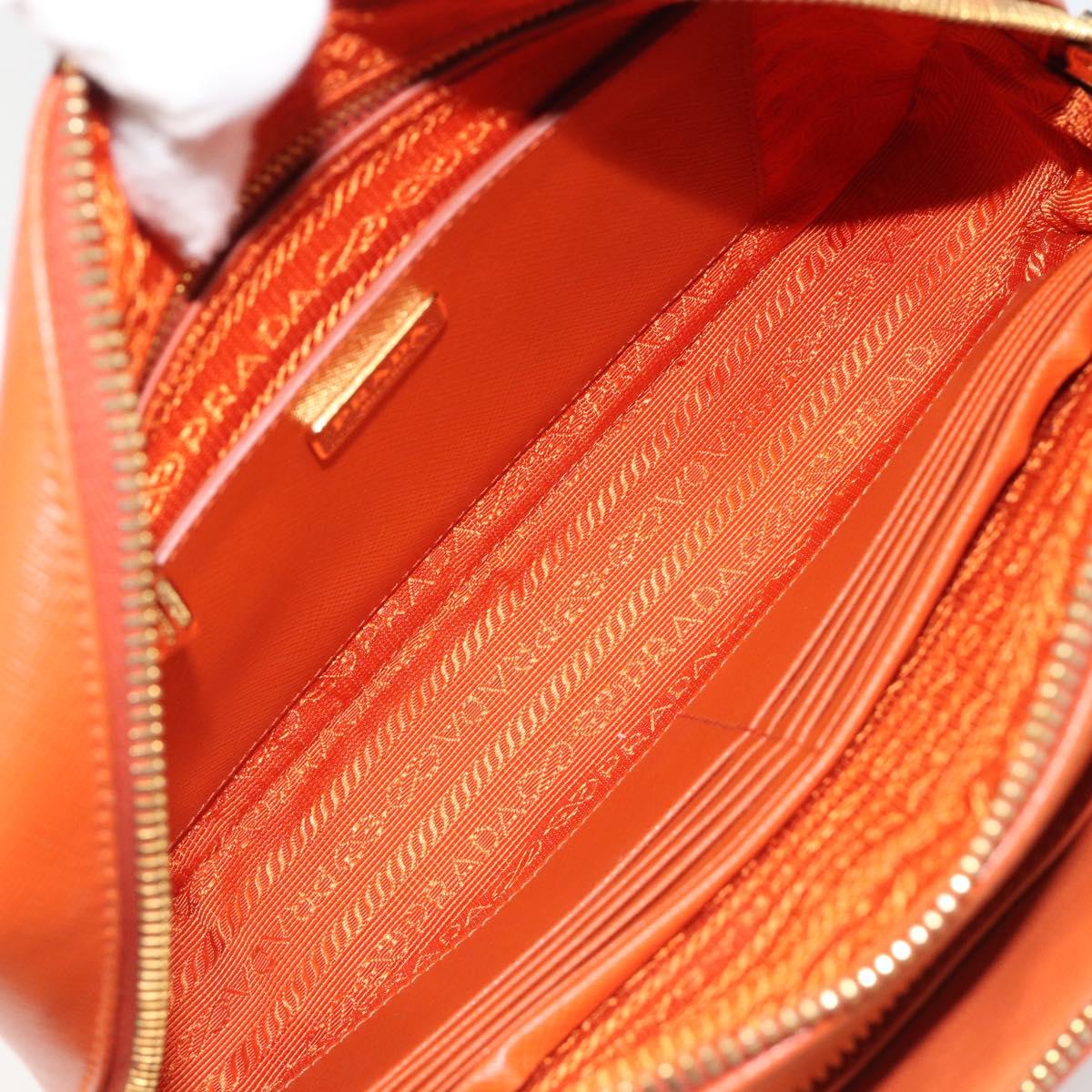 PRADA Shoulder Bag Saffiano leather Orange Gold Auth 186385V