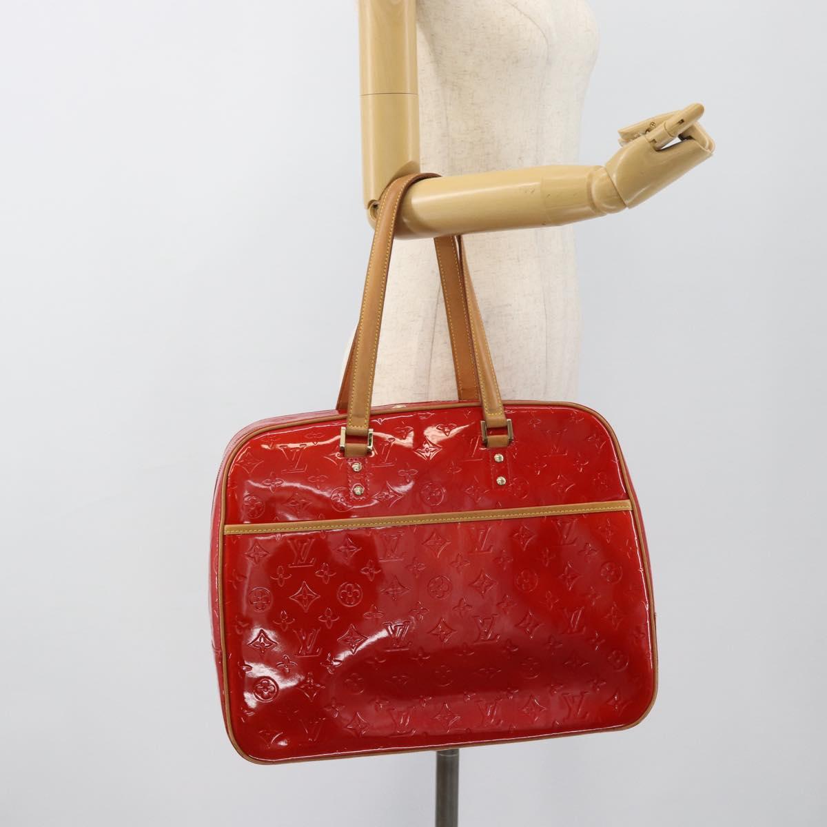 LOUIS VUITTON Monogram Vernis Sutton Hand Bag Red Rouge M91080 LV Auth 186400