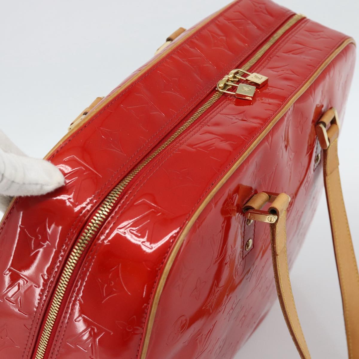 LOUIS VUITTON Monogram Vernis Sutton Hand Bag Red Rouge M91080 LV Auth 186400