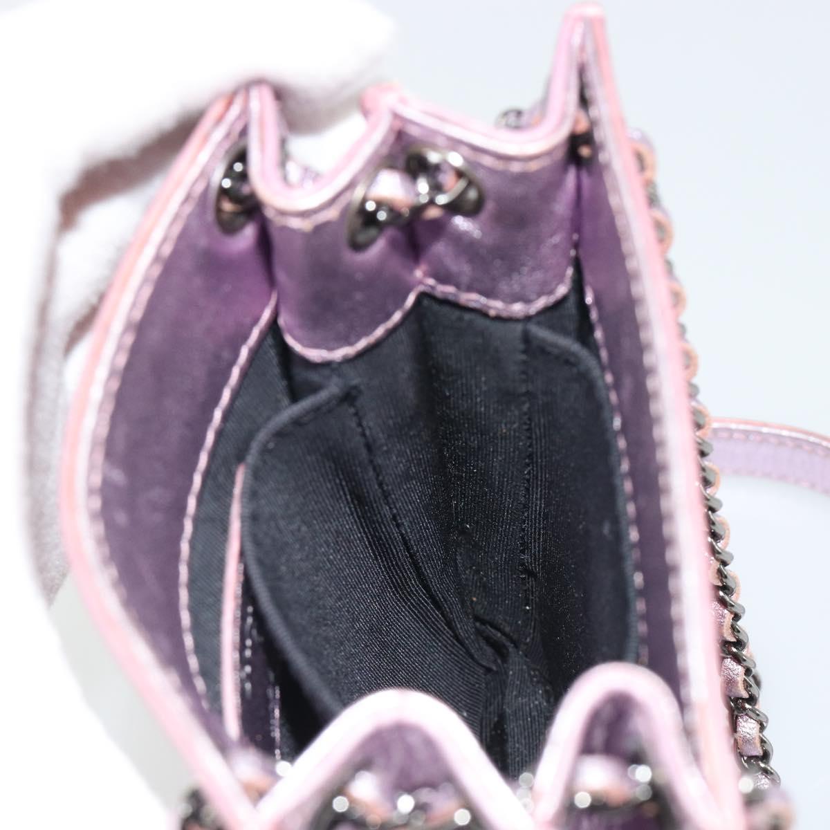 CHANEL Chain Shoulder Bag Patent Leather Pink Silver CC Auth 186401A