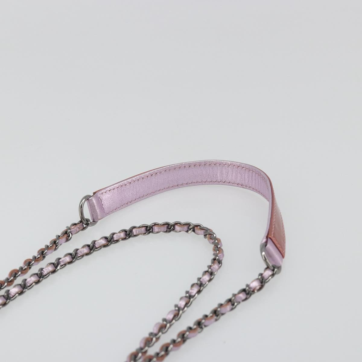 CHANEL Chain Shoulder Bag Patent Leather Pink Silver CC Auth 186401A