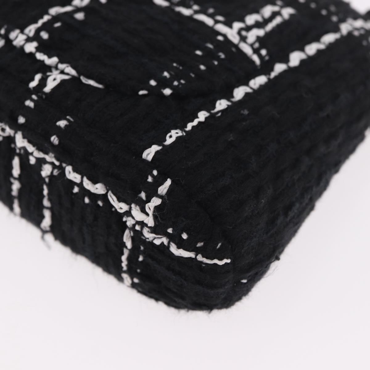 CHANEL Matelasse Chain Shoulder Bag Tweed Black Gold CC Auth 186402M