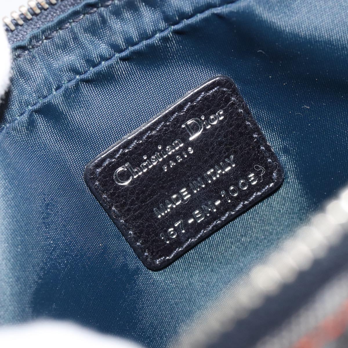 Christian Dior Trotter Canvas Flight Pouch Black Silver Auth 186406