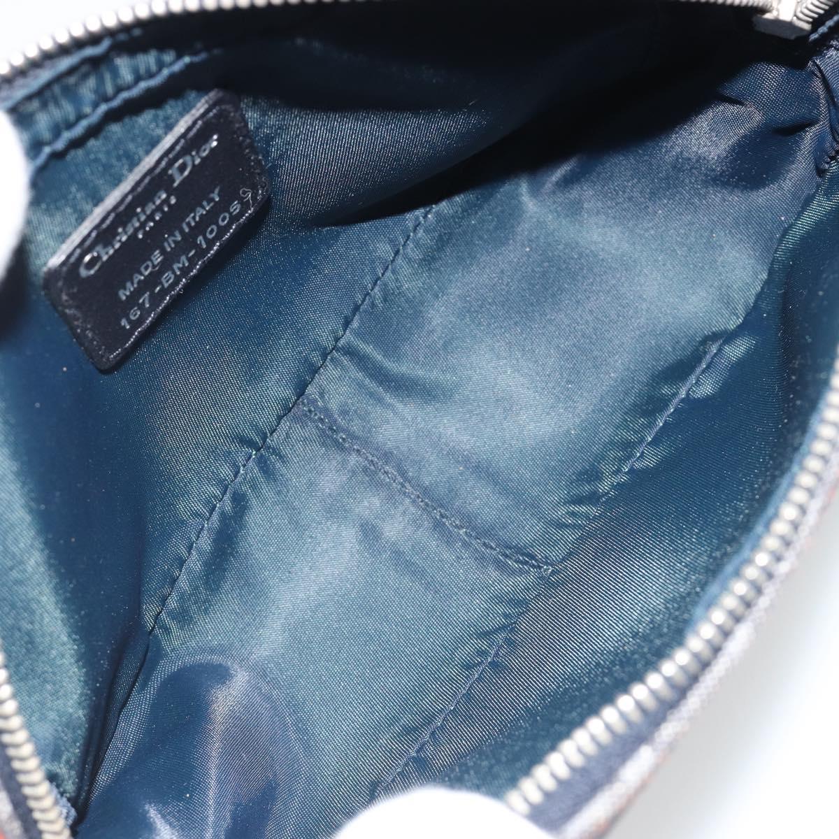 Christian Dior Trotter Canvas Flight Pouch Black Silver Auth 186406