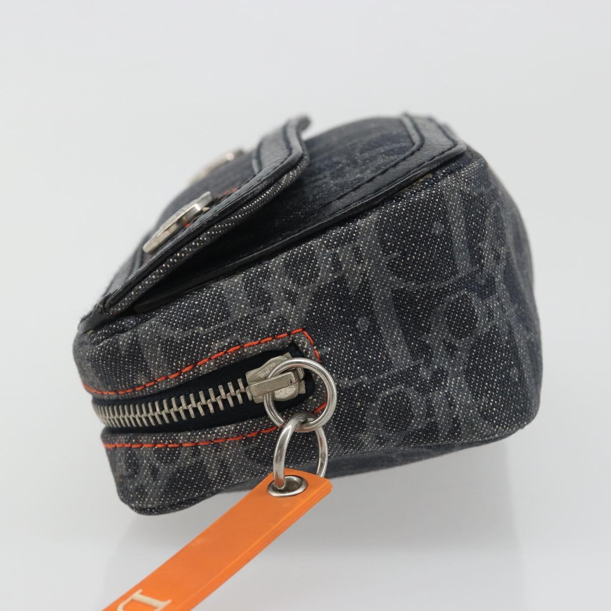 Christian Dior Trotter Canvas Flight Pouch Black Silver Auth 186406