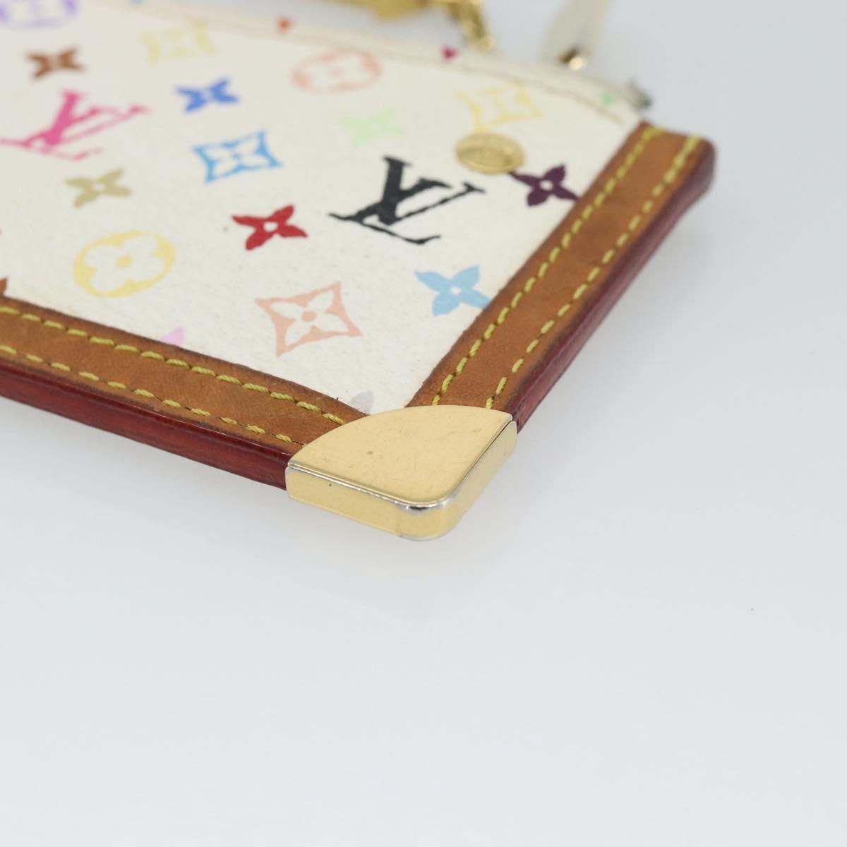LOUIS VUITTON Monogram Multicolor Pochette Cles Purse White M92655 Auth 186408