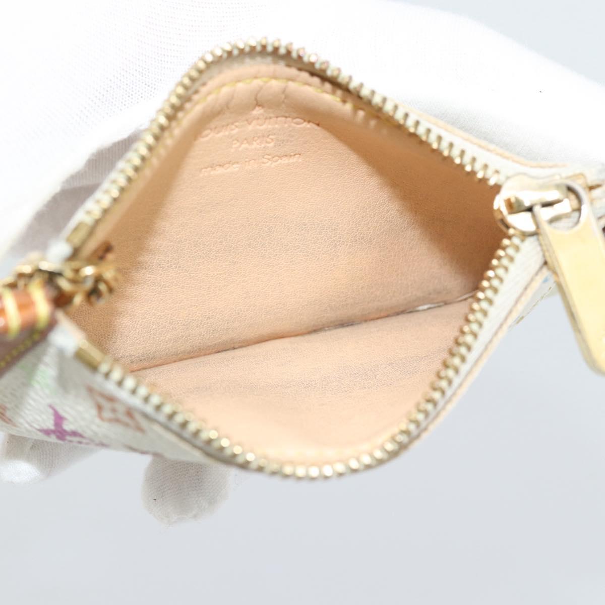 LOUIS VUITTON Monogram Multicolor Pochette Cles Purse White M92655 Auth 186408