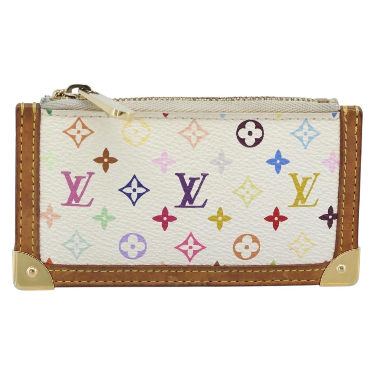 LOUIS VUITTON Monogram Multicolor Pochette Cles Purse White M92655 Auth 186408