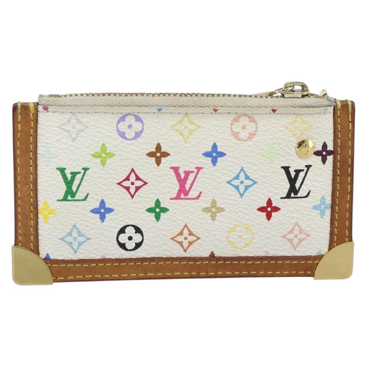 LOUIS VUITTON Monogram Multicolor Pochette Cles Purse White M92655 Auth 186408