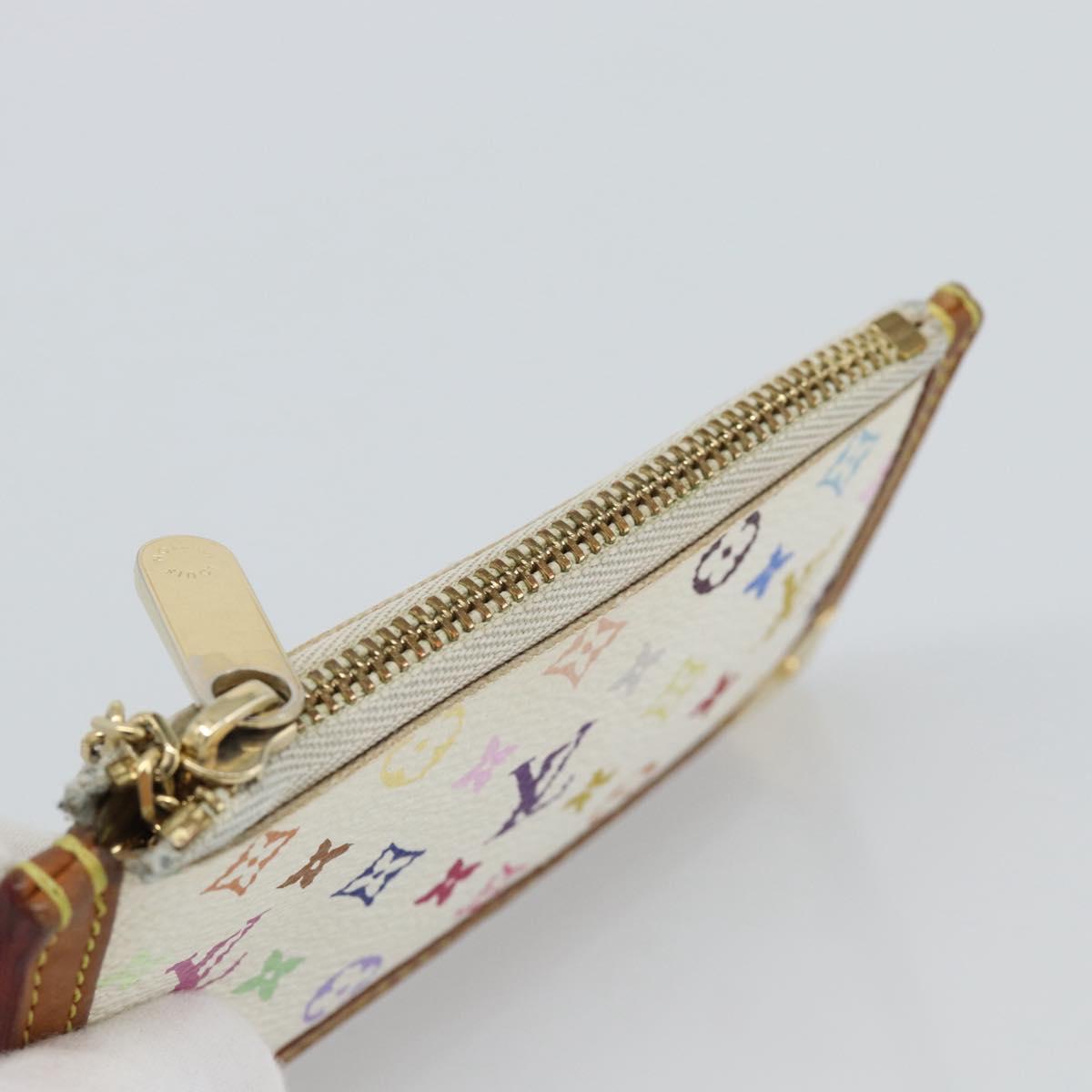 LOUIS VUITTON Monogram Multicolor Pochette Cles Purse White M92655 Auth 186408